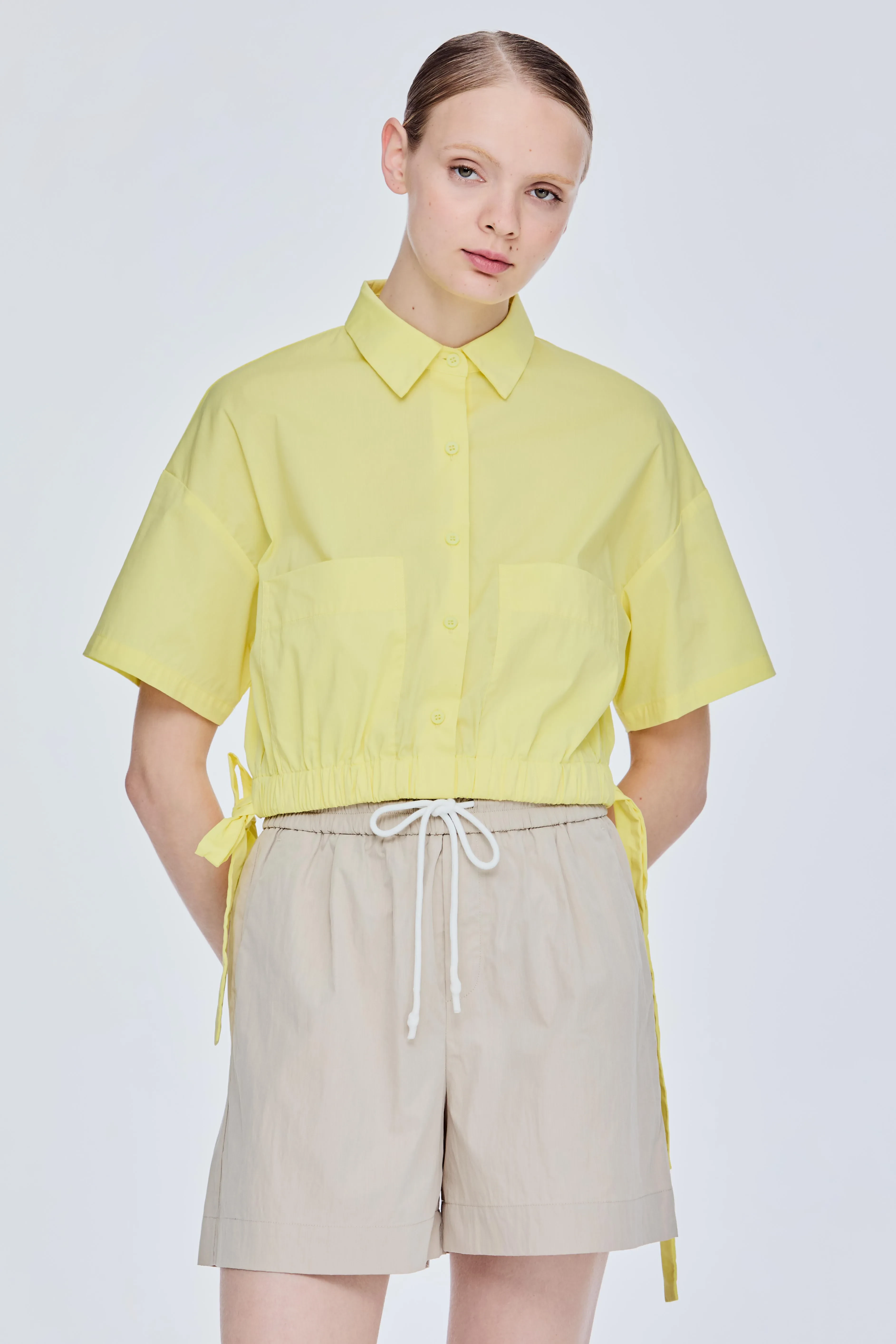 SIDE TIE UP SHIRT - LEMON