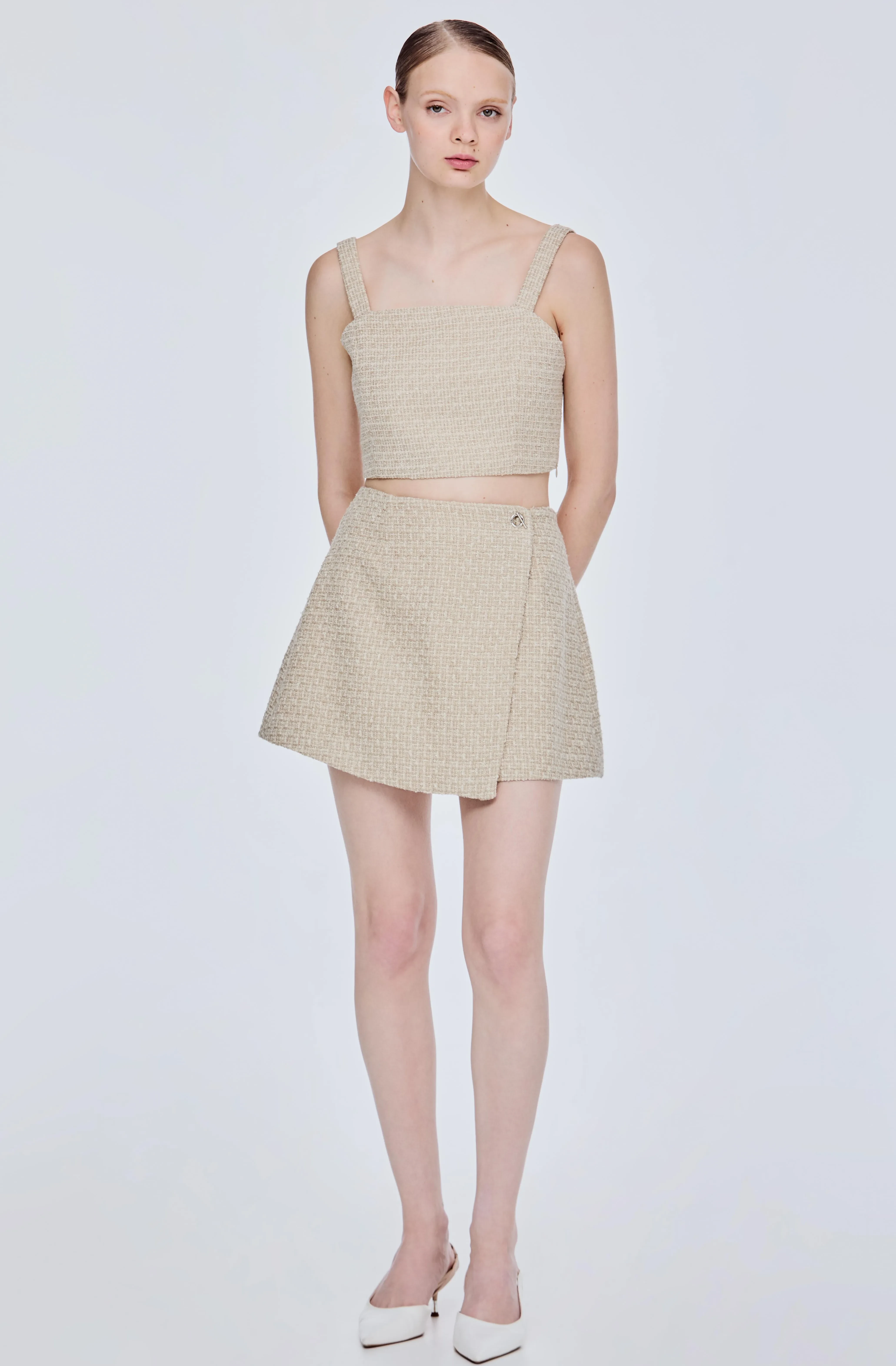 MINI DRAWSTRING DRESS - BEIGE