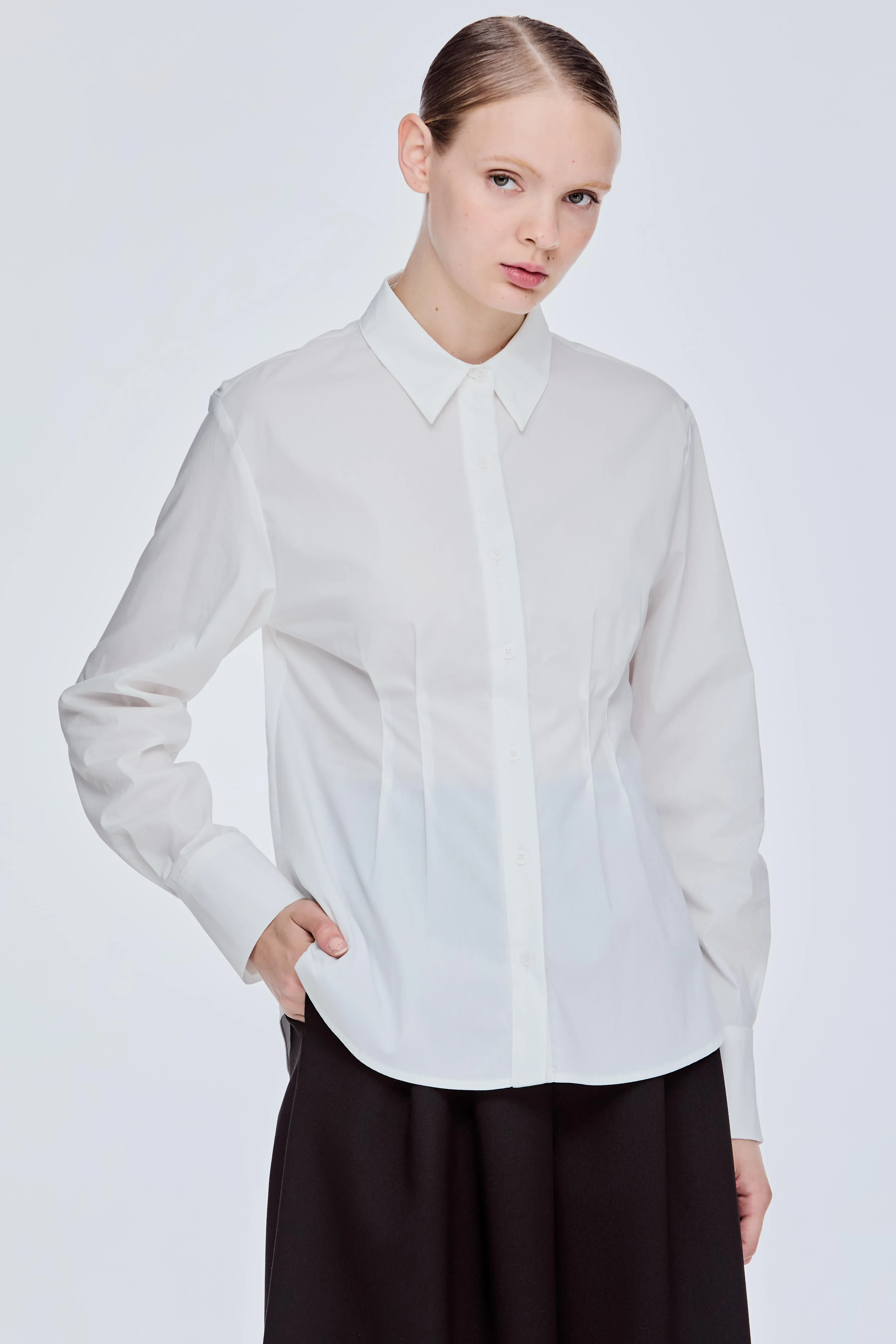 BASIC TAILORED BLOUSE - CREAM