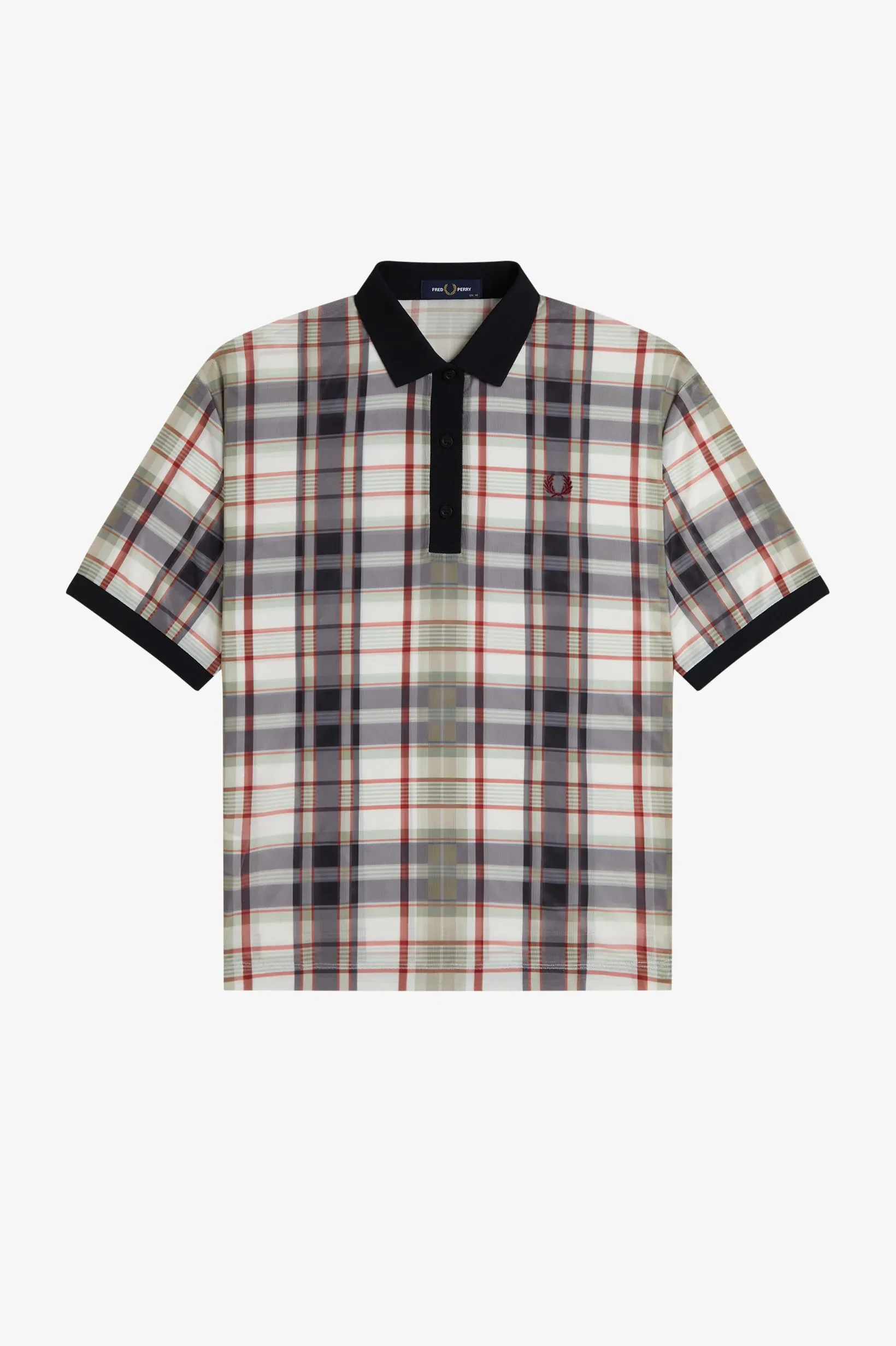 CHECK PRINT MESH POLO SHIRT