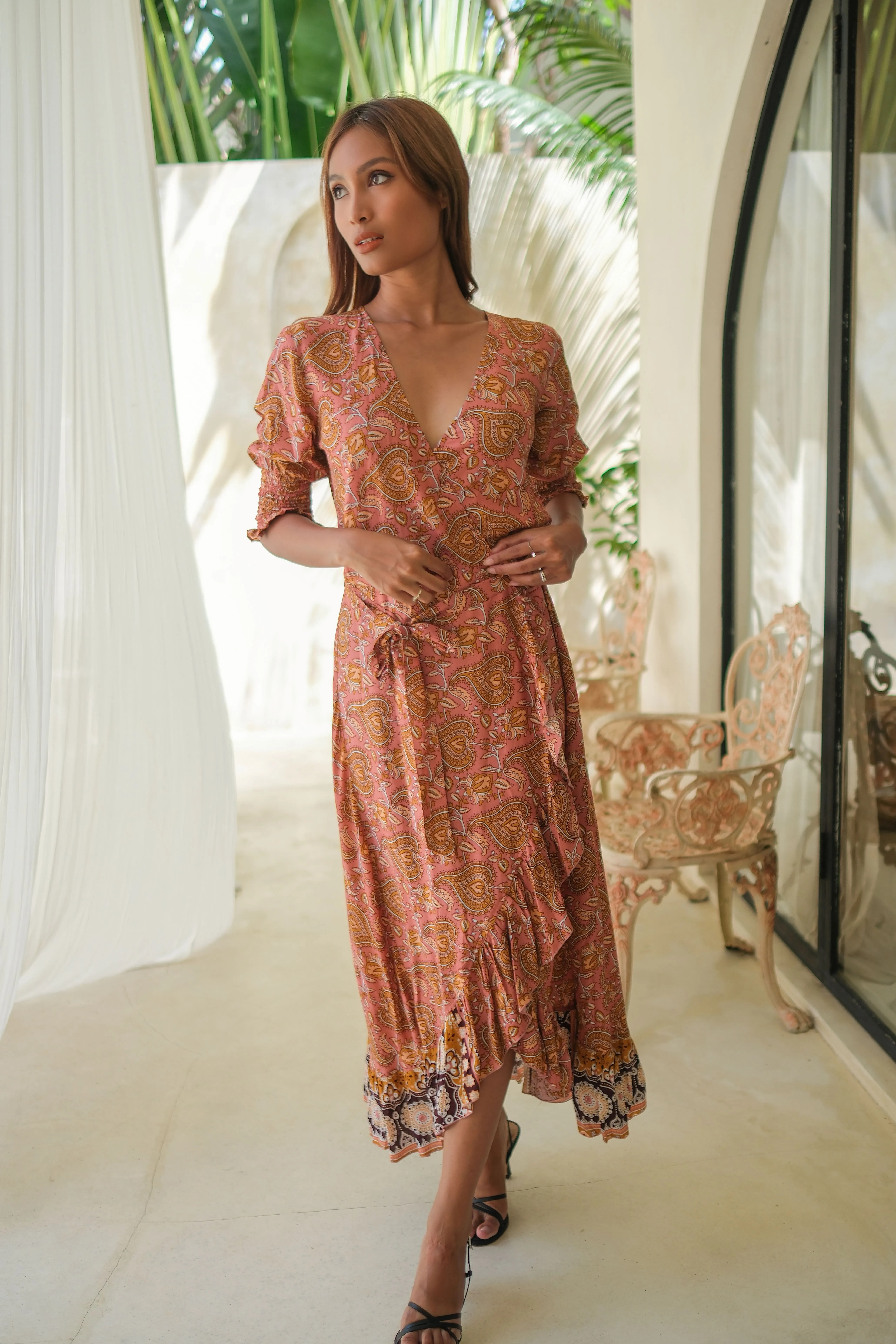 ELASHE DRESS  PALSEY RUST