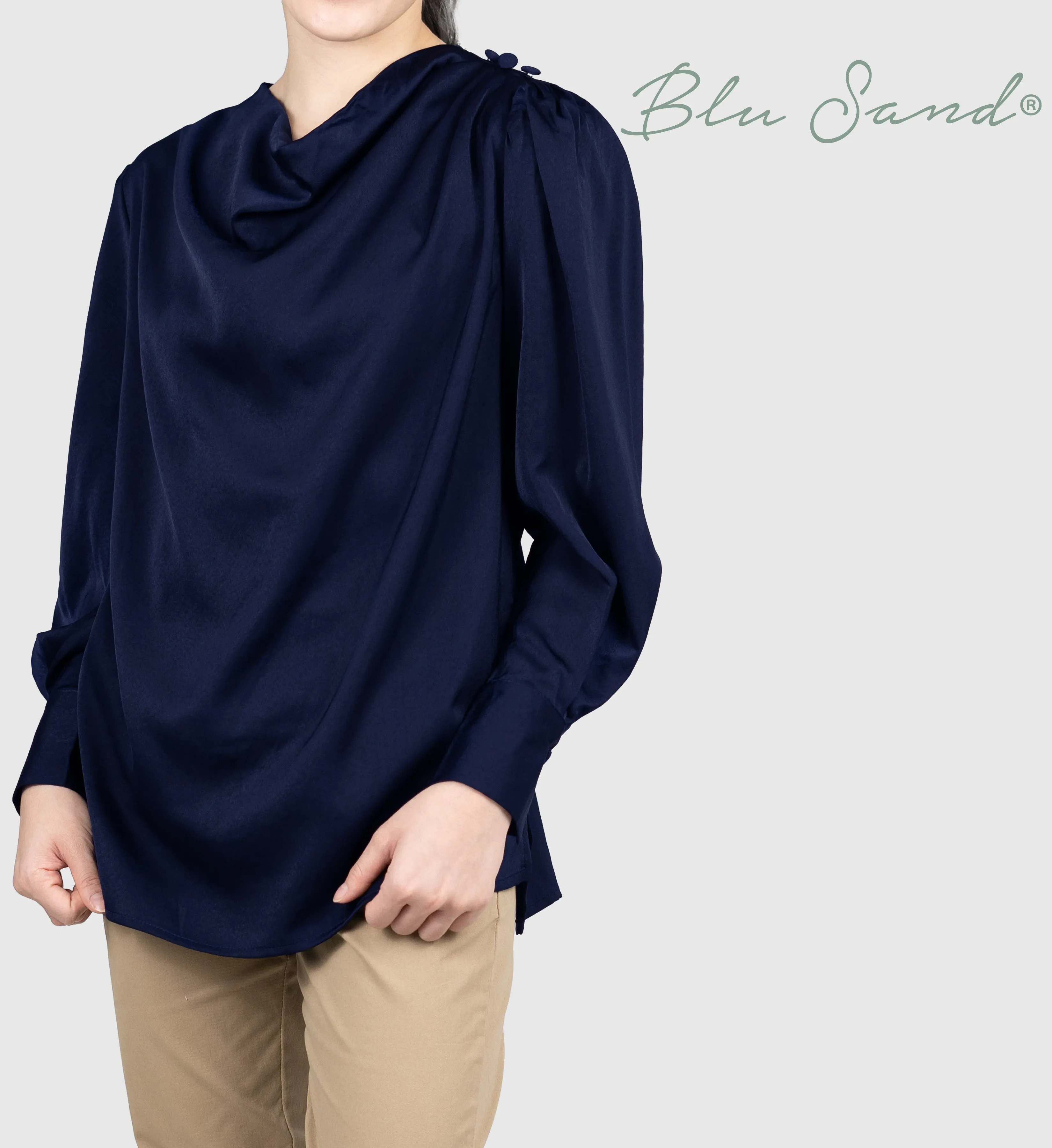 FOS X BLU SAND WOMEN'S | COWL NECK LONG SLEEVE BLOUSE (BSD1910300011)
