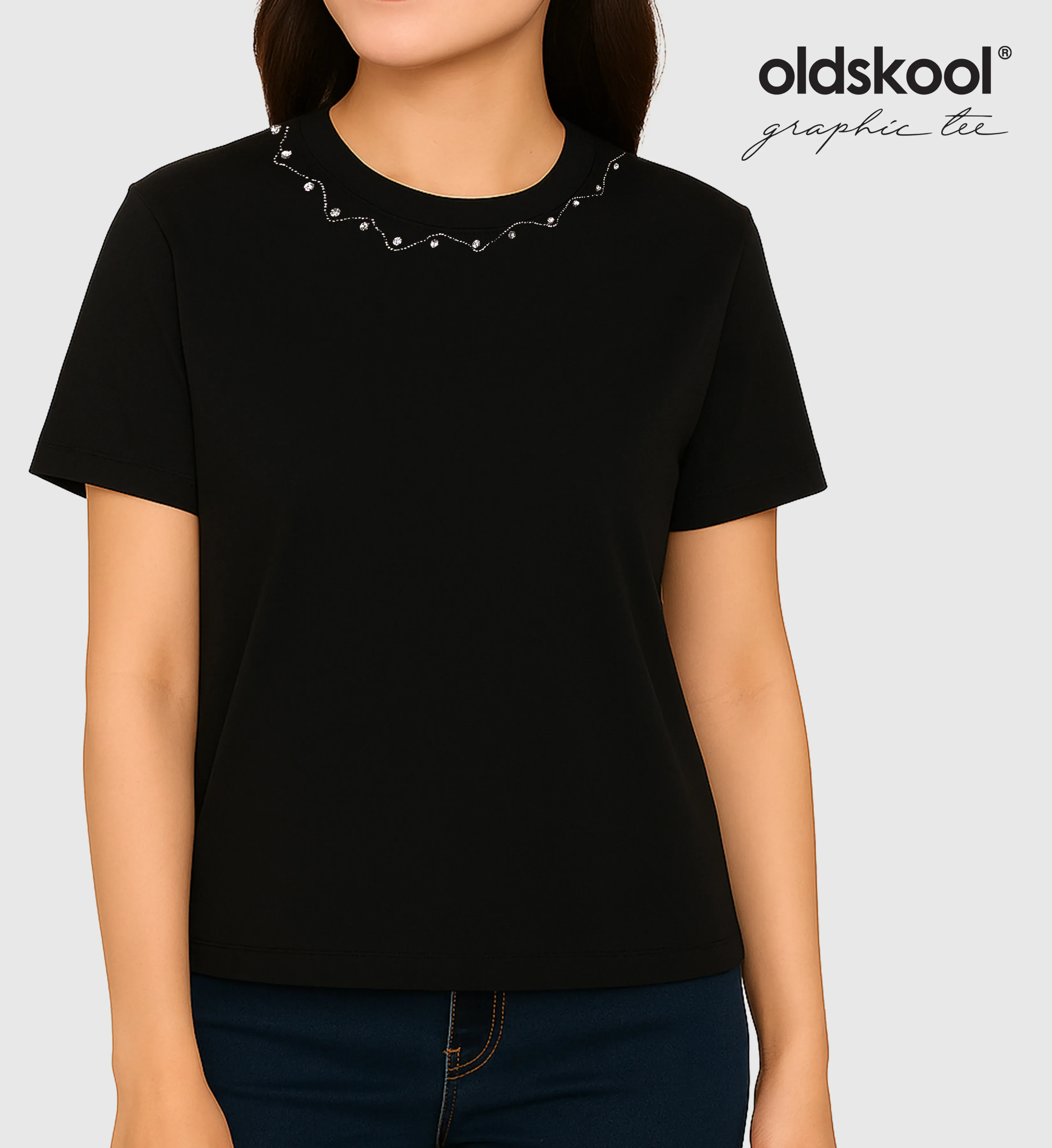 FOS X OLDSKOOL WOMEN'S REGULAR FIT GRAPHIC TEE | DIAMOND NECKLINE (OSK2010100009)