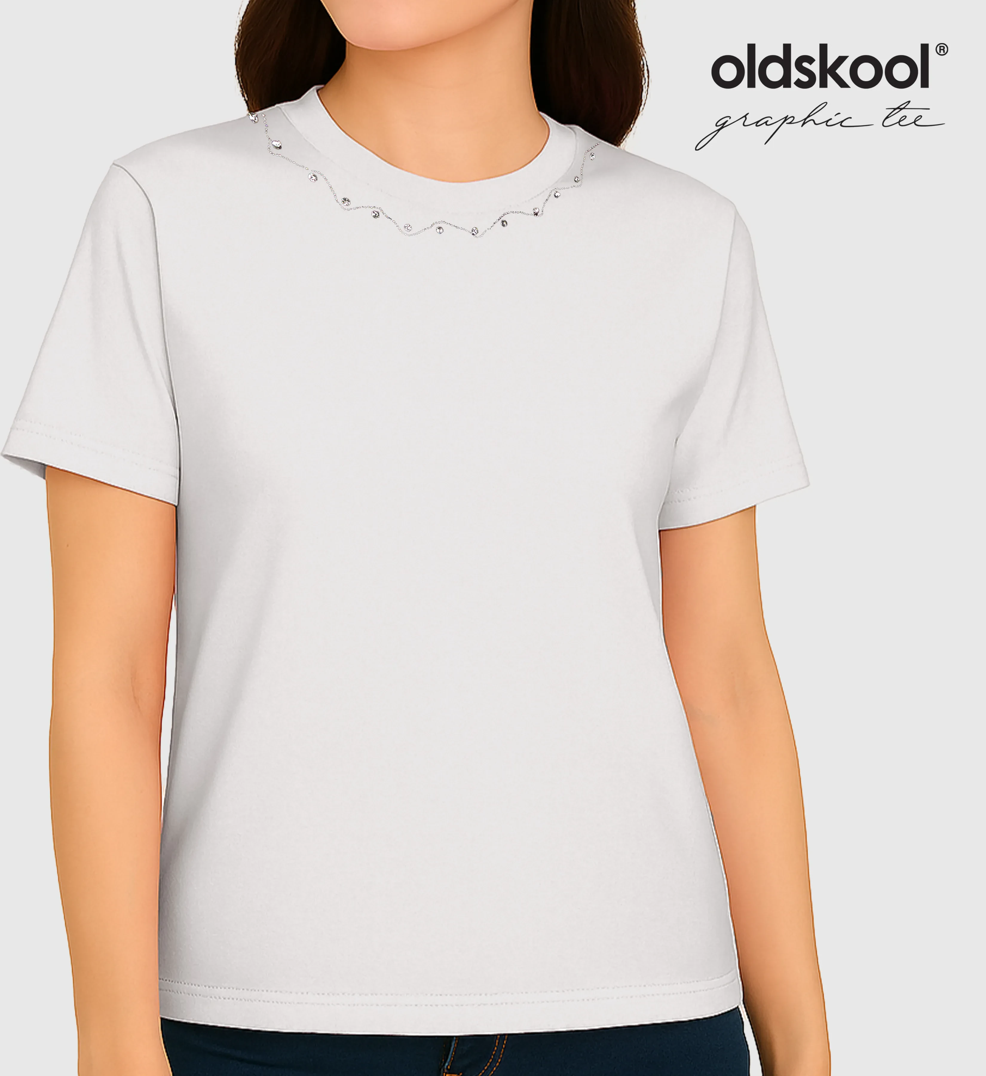 FOS X OLDSKOOL WOMEN'S REGULAR FIT GRAPHIC TEE | DIAMOND NECKLINE (OSK2010100009)