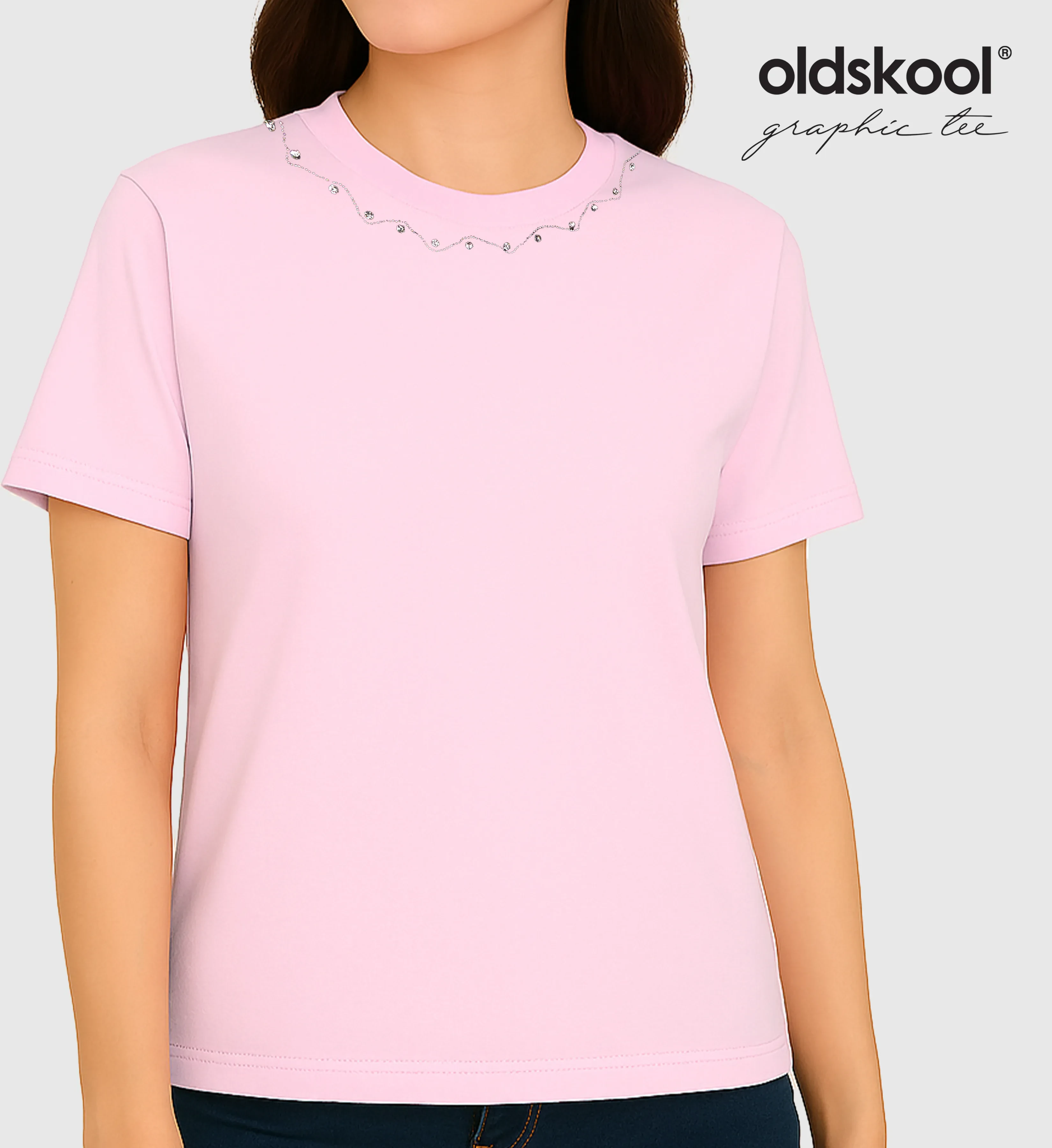 FOS X OLDSKOOL WOMEN'S REGULAR FIT GRAPHIC TEE | DIAMOND NECKLINE (OSK2010100009)