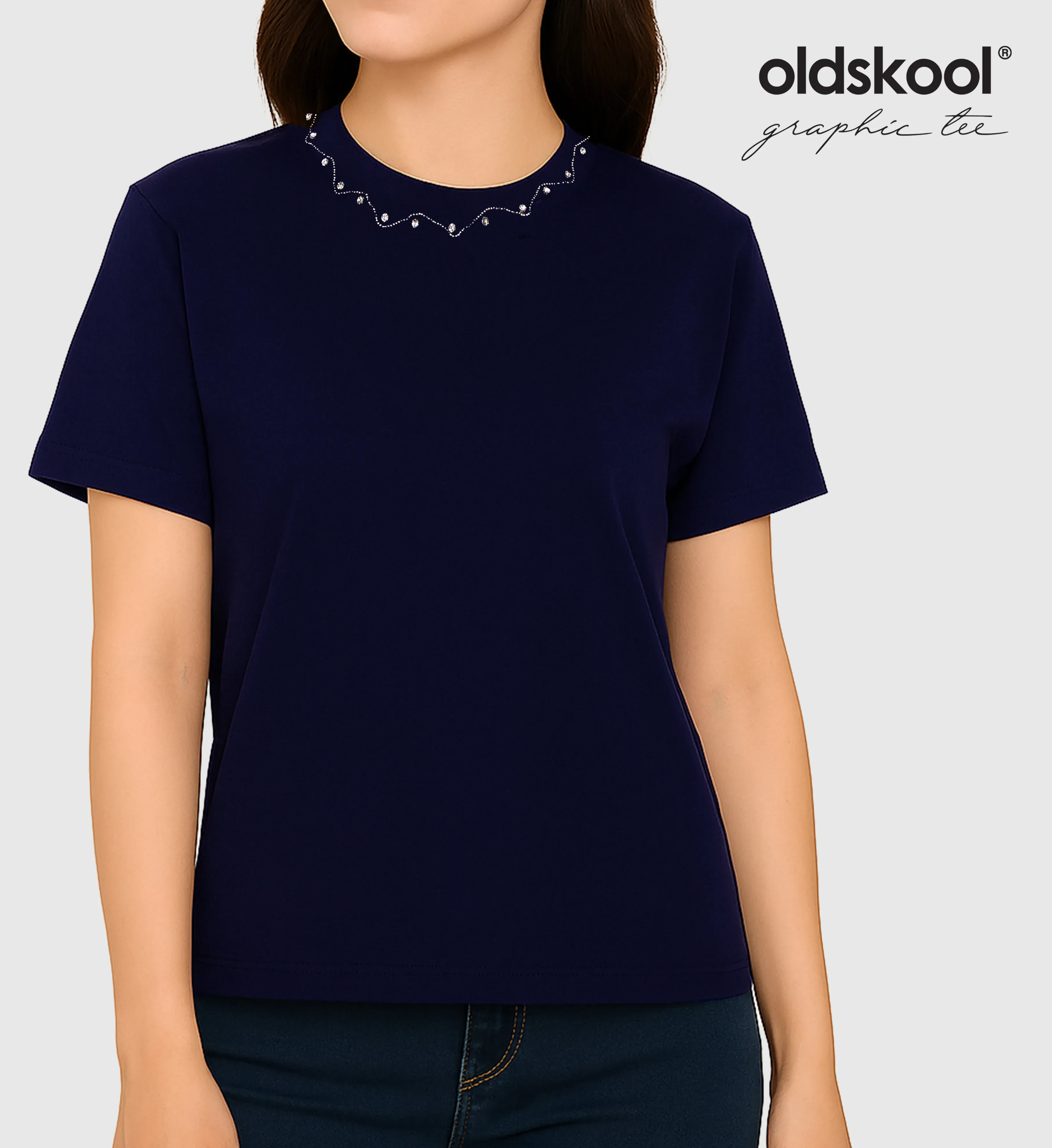 FOS X OLDSKOOL WOMEN'S REGULAR FIT GRAPHIC TEE | DIAMOND NECKLINE (OSK2010100009)