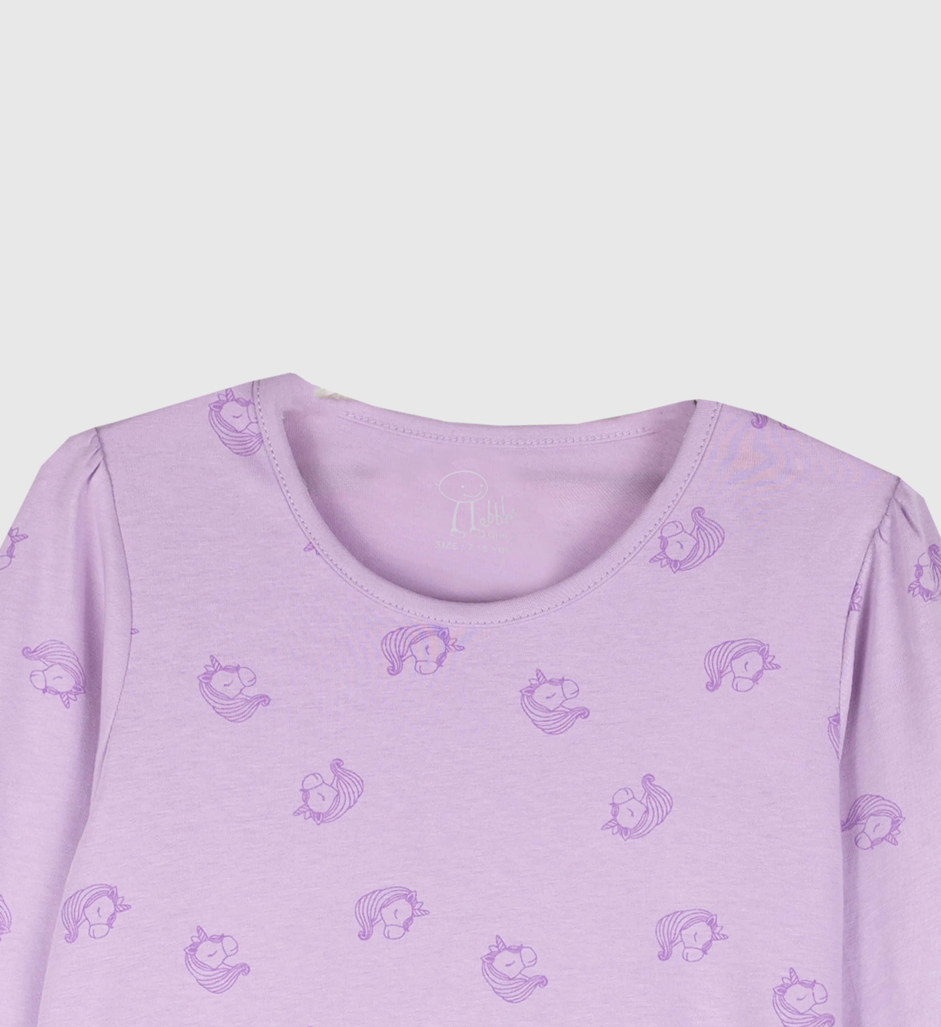 FOS X PEBBLES GIRLS |  LONG SLEEVE SOLID GRAPHIC ALL OVER PRINT DRESS (PEB2031100002)