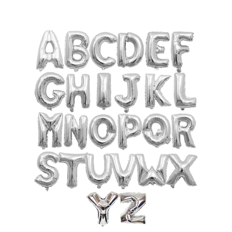 ALPHABET LETTER BALLOONS SILVER 14-INCH
