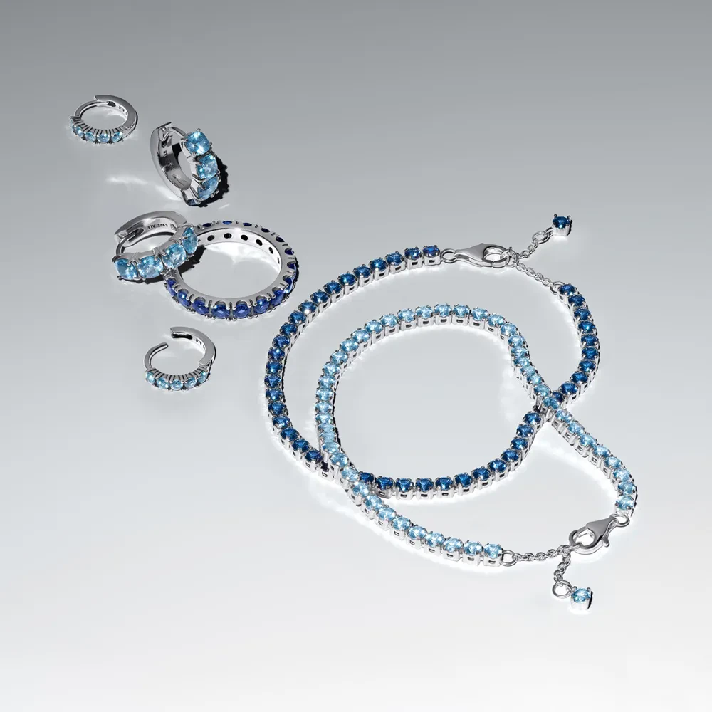 PANDORA SPARKLING LIGHT BLUE TENNIS BRACELET