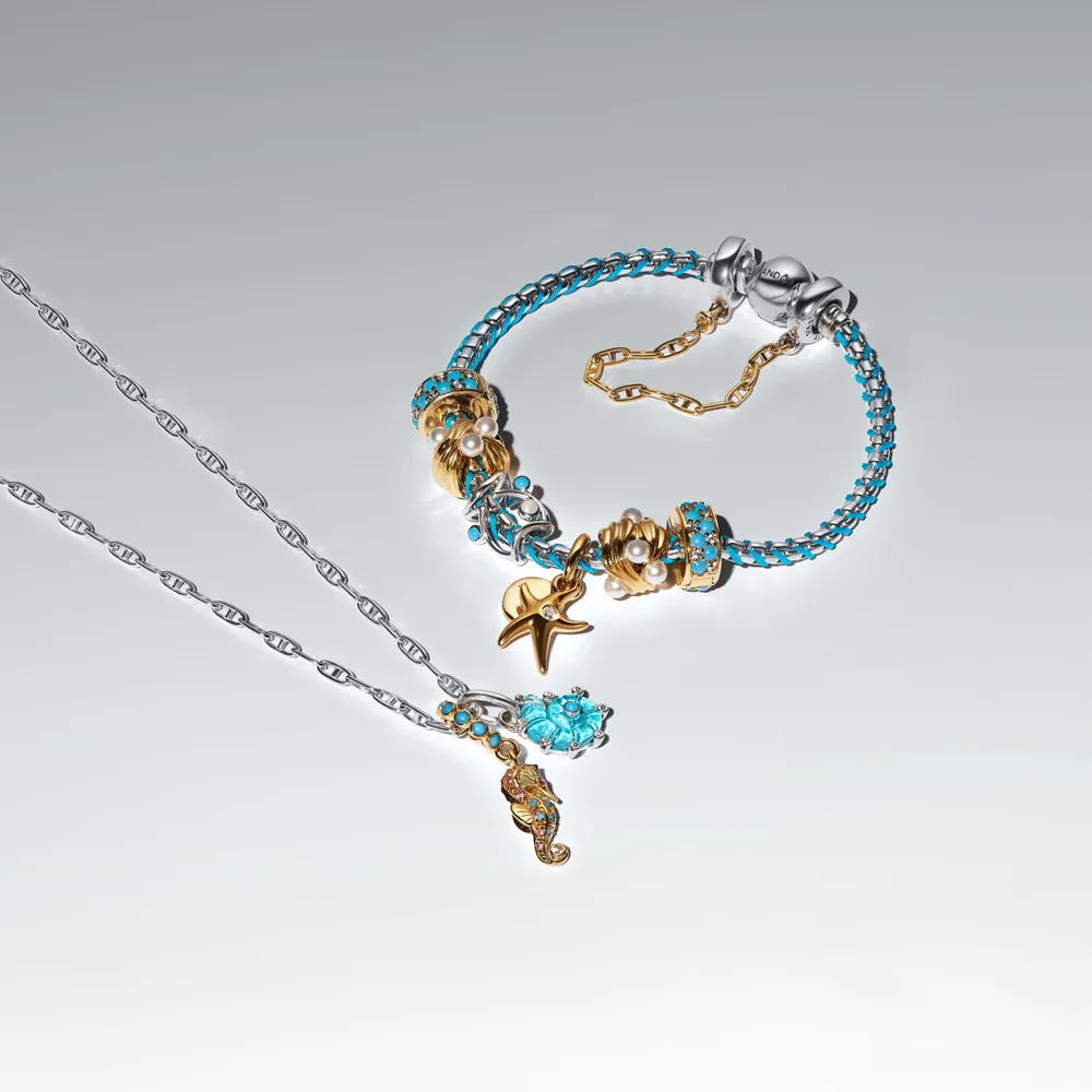 PANDORA BLUE CORD SNAKE CHAIN BRACELET