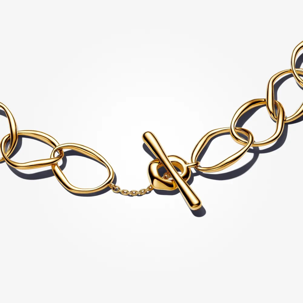 PANDORA ESSENCE 14K GOLD PLATED ORGANICALLY SHAPED LINK BRACELET