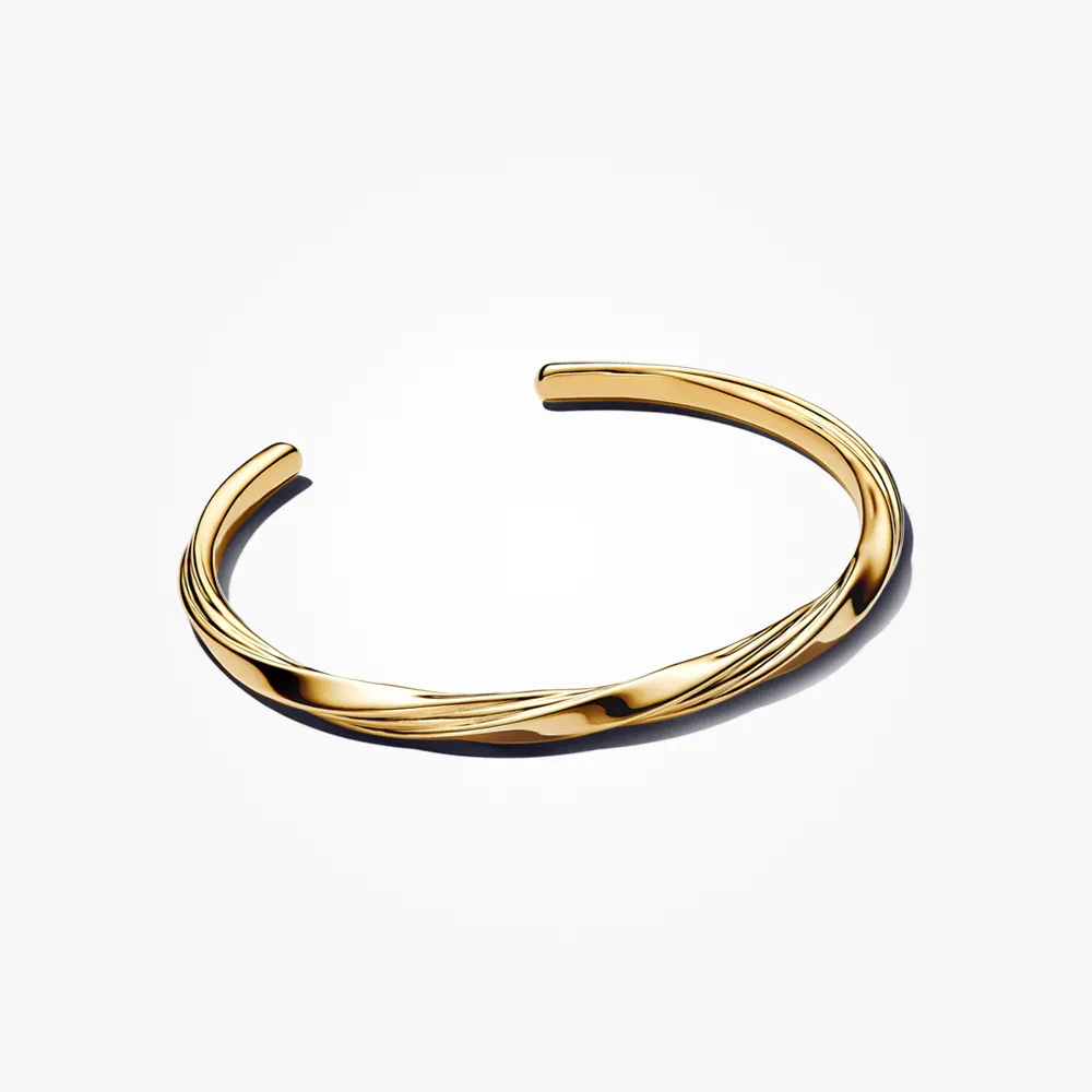 PANDORA ESSENCE 14K GOLD PLATED TWISTED OPEN BANGLE