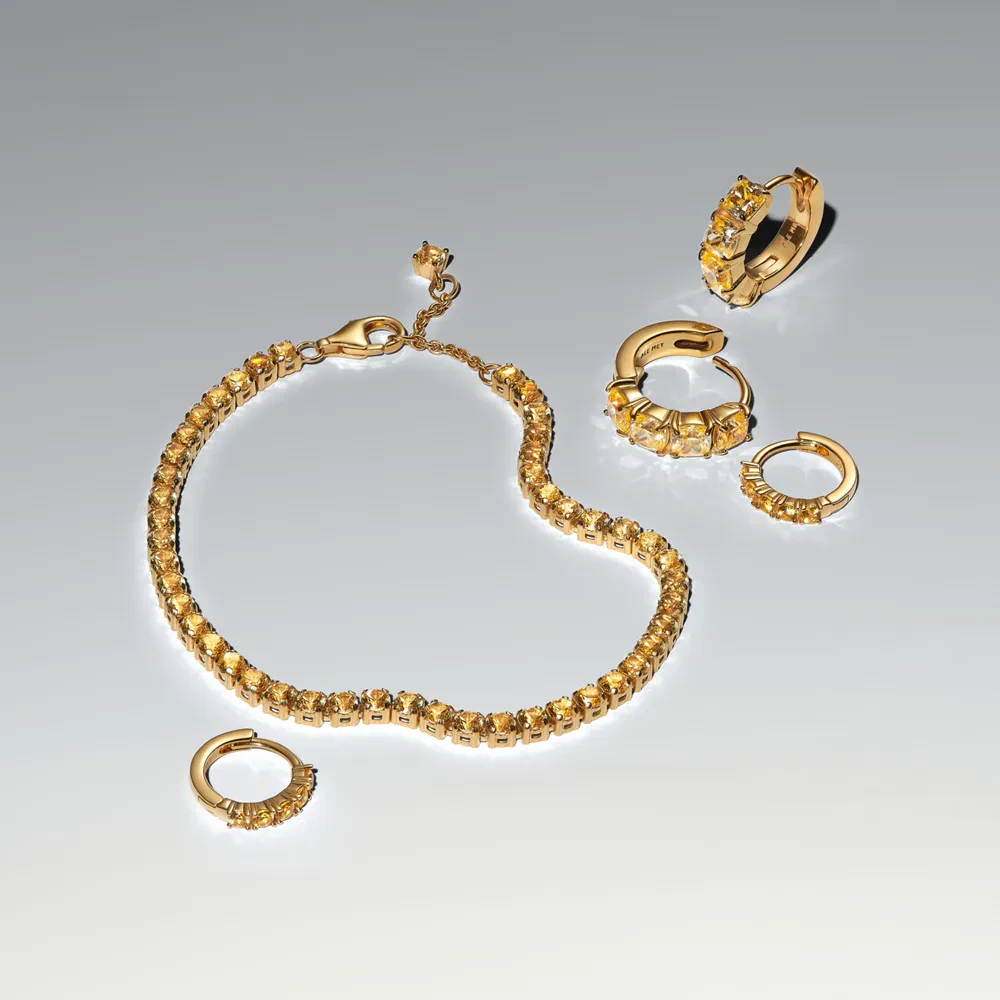 PANDORA 14K GOLD SPARKLING YELLOW TENNIS BRACELET