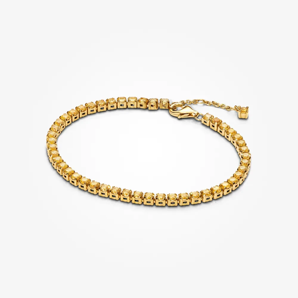PANDORA 14K GOLD SPARKLING YELLOW TENNIS BRACELET