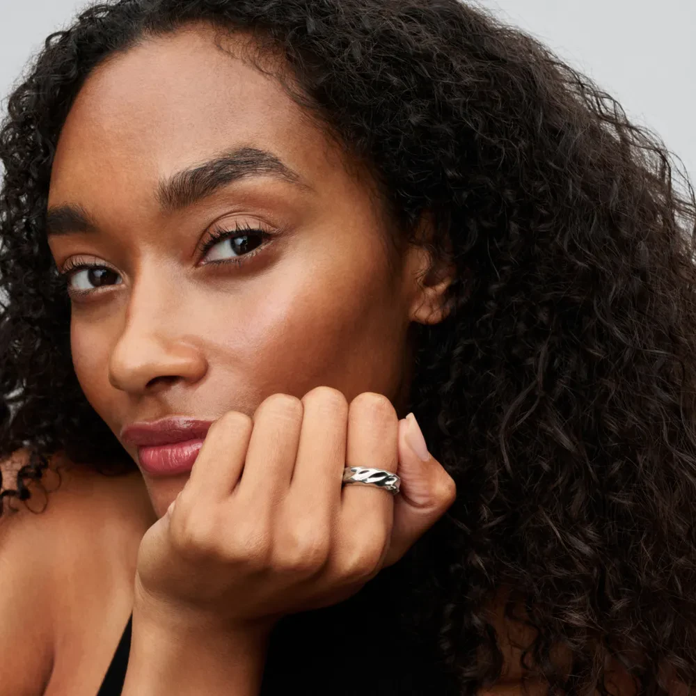 PANDORA ESSENCE RIPPLED WIDE BAND RING