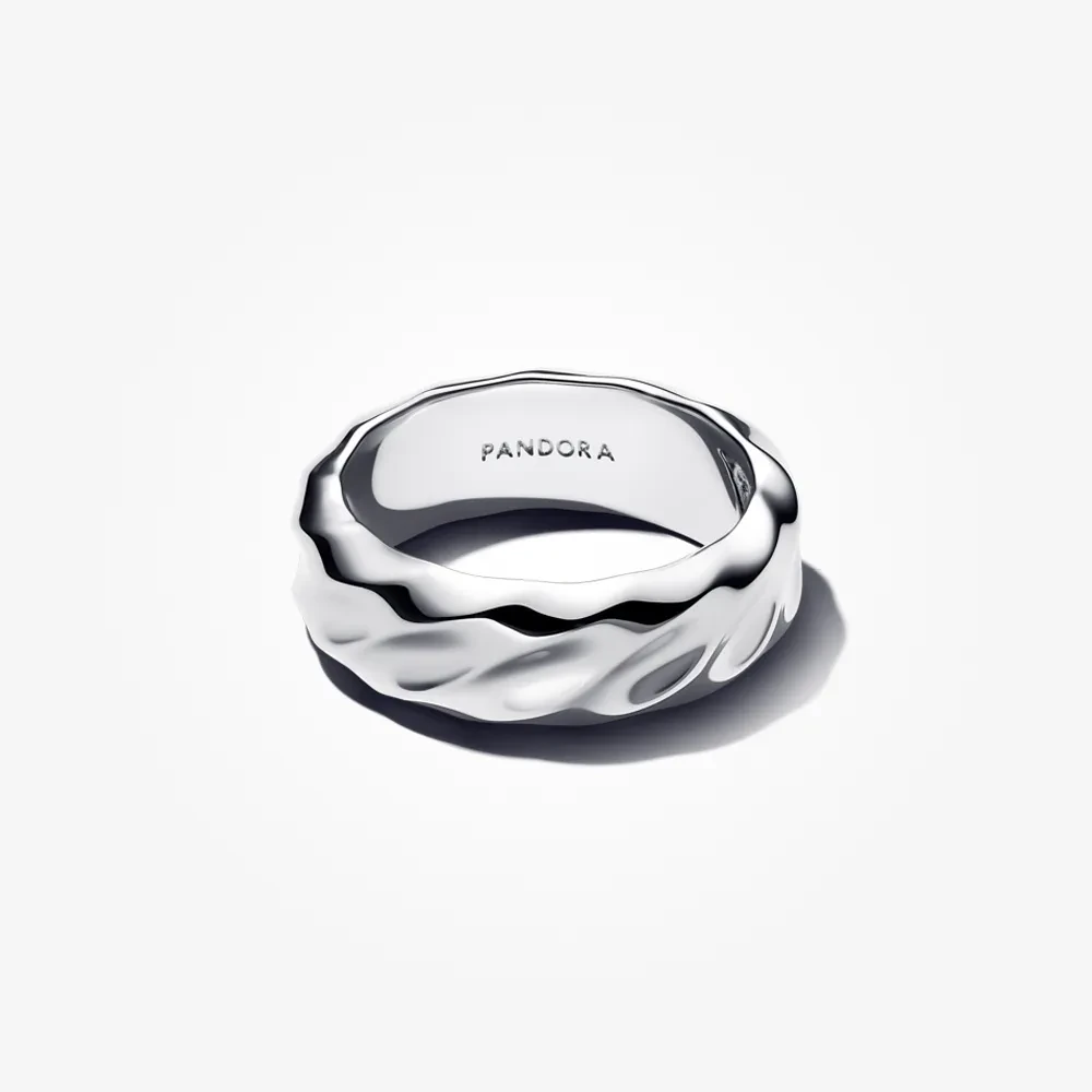 PANDORA ESSENCE RIPPLED WIDE BAND RING