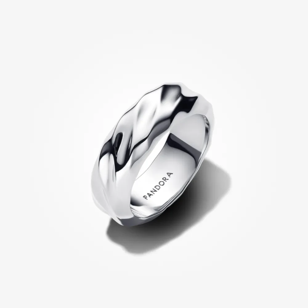 PANDORA ESSENCE RIPPLED WIDE BAND RING