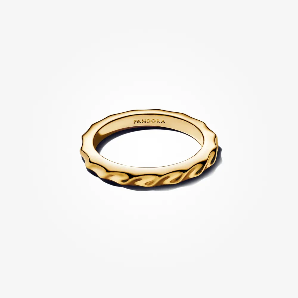PANDORA ESSENCE 14K GOLD PLATED RIPPLED BAND RING