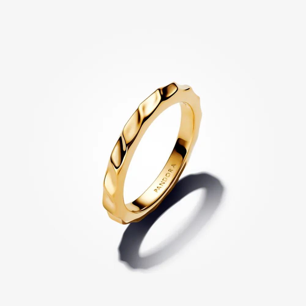 PANDORA ESSENCE 14K GOLD PLATED RIPPLED BAND RING