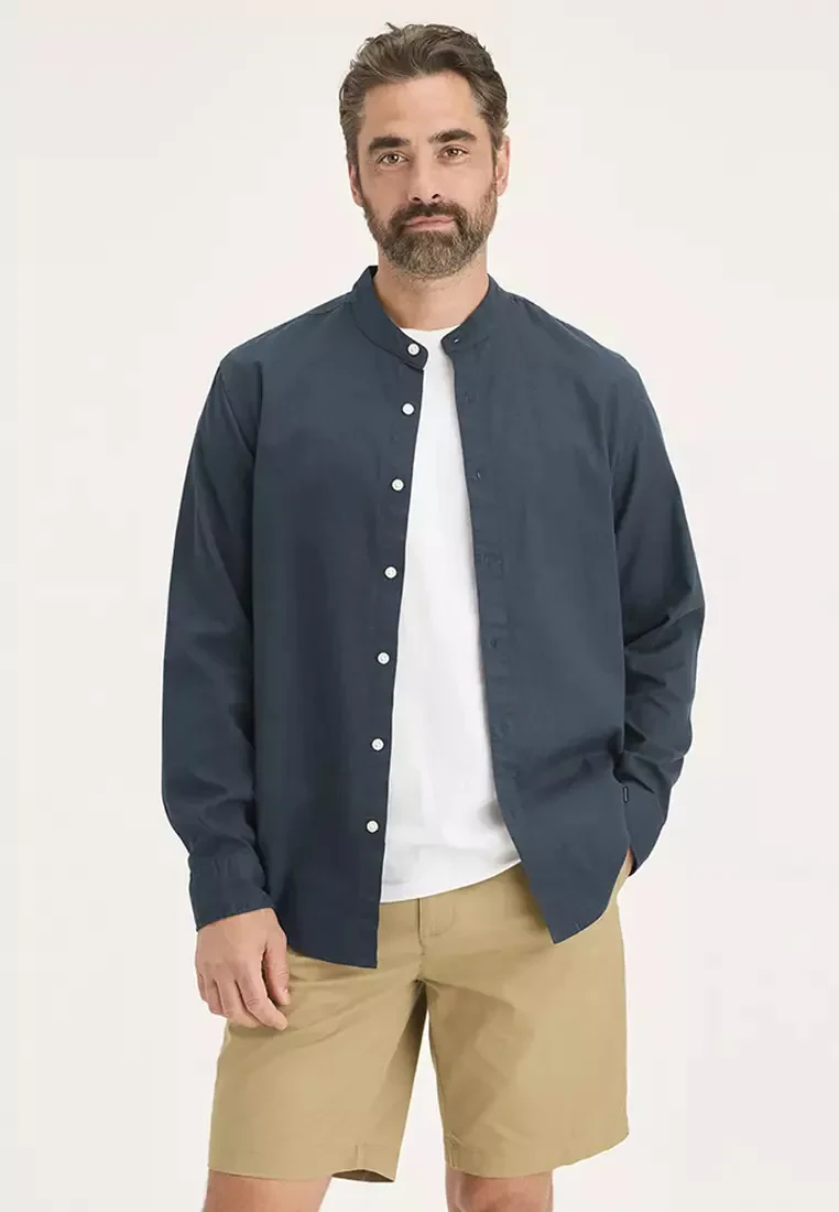 MEN'S BAND COLLAR SHIRT LONG SLEEVE REGULAR FIT