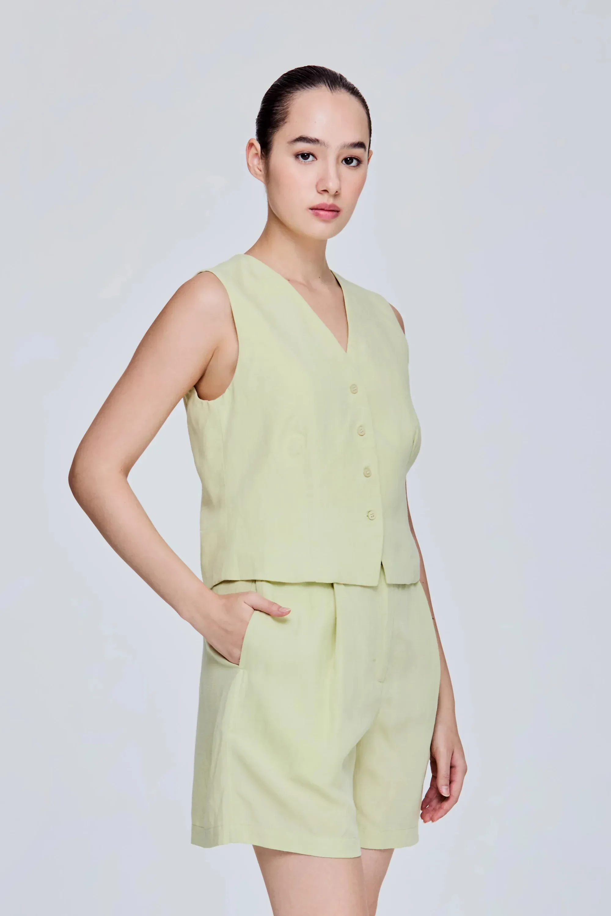 LINEN SINGLE BREASTED VEST