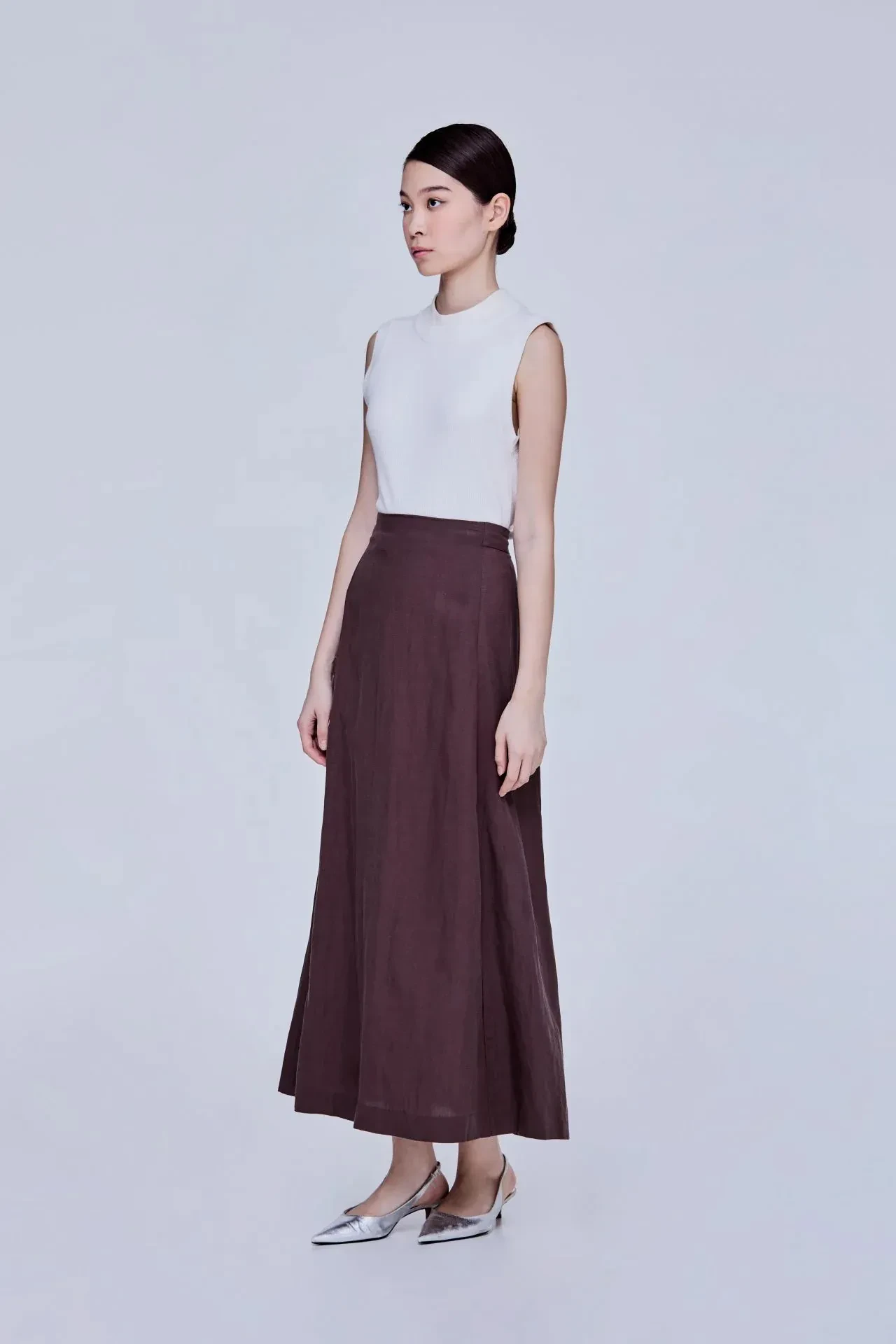 LINEN MIDI SKIRT