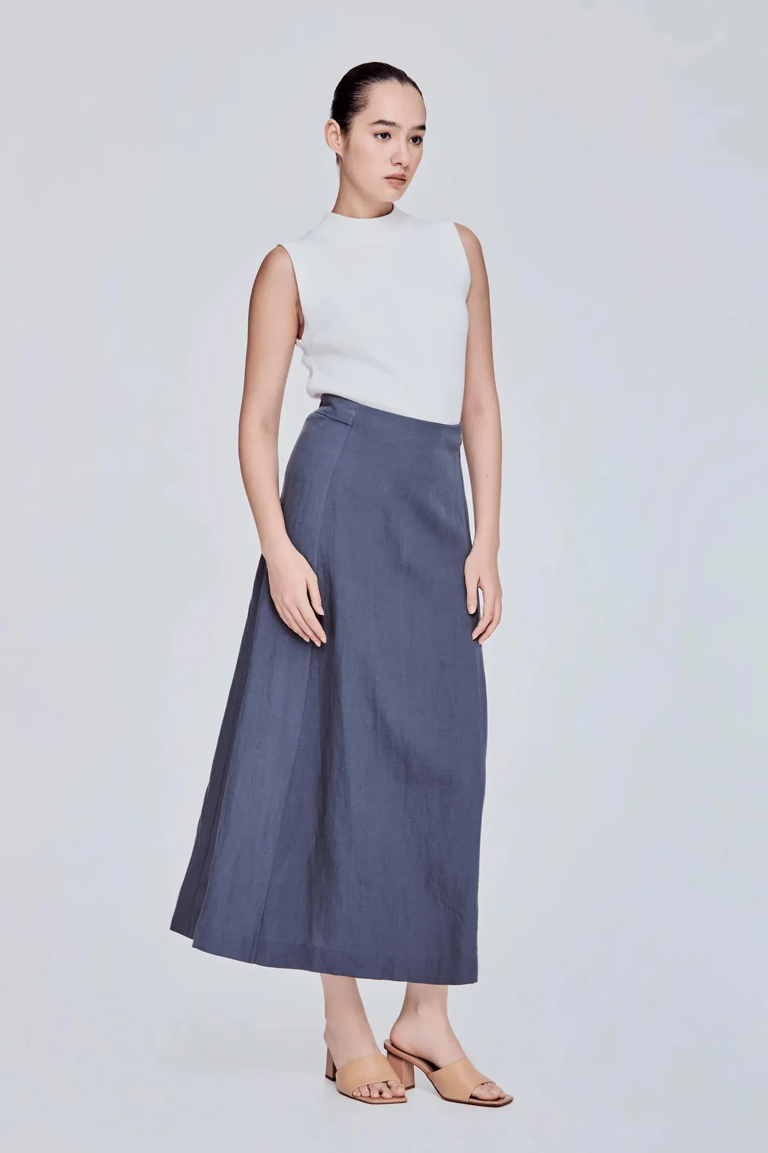 LINEN MIDI SKIRT
