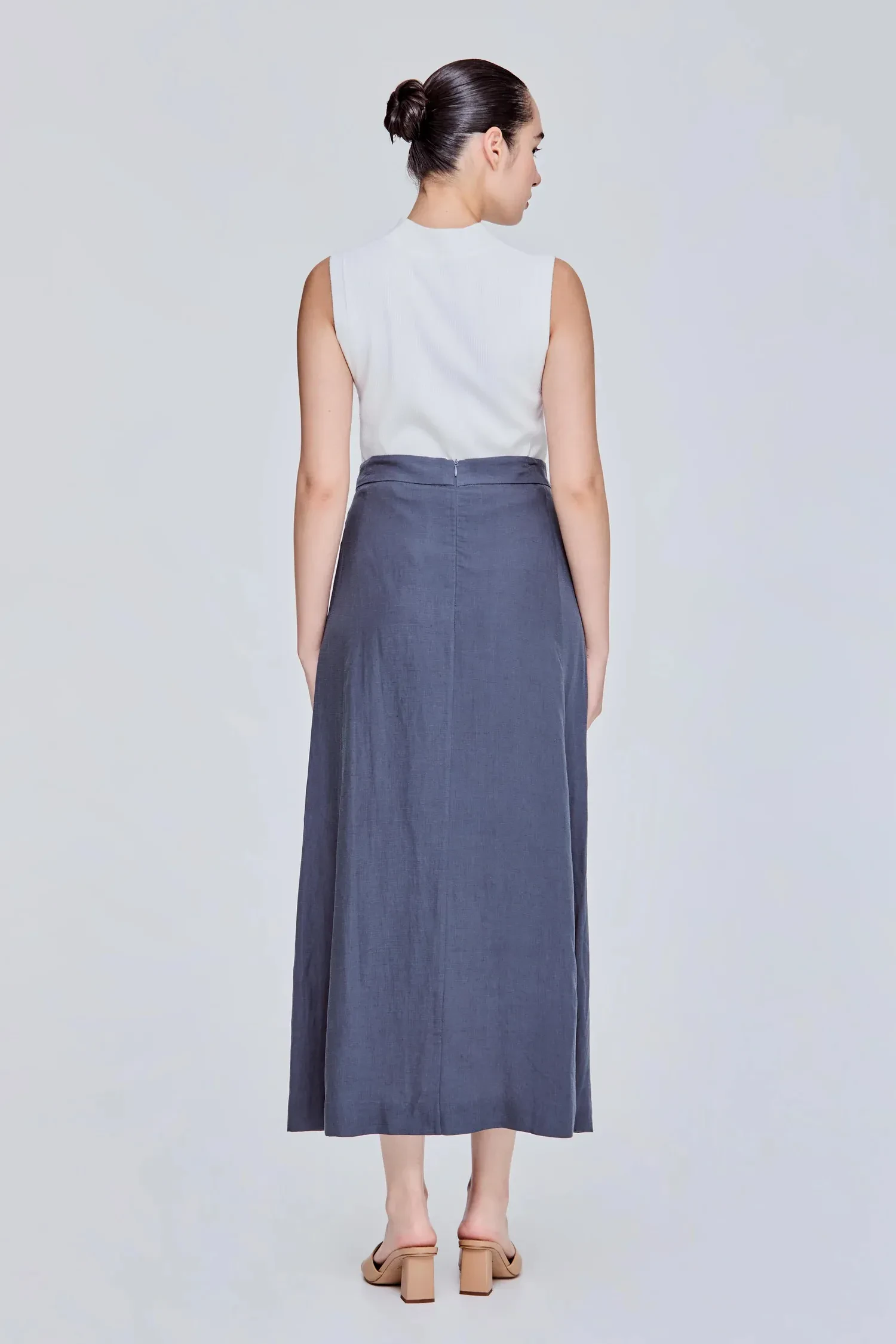 LINEN MIDI SKIRT