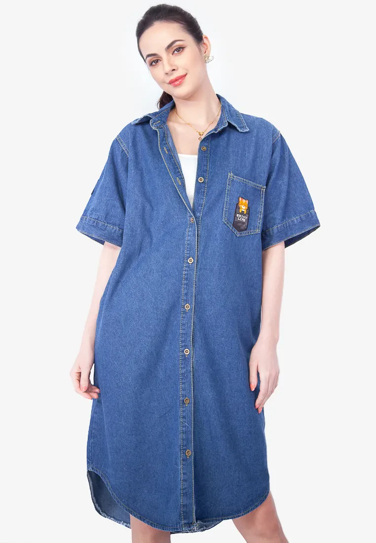 SL DENIM DRESS - DARK BLUE
