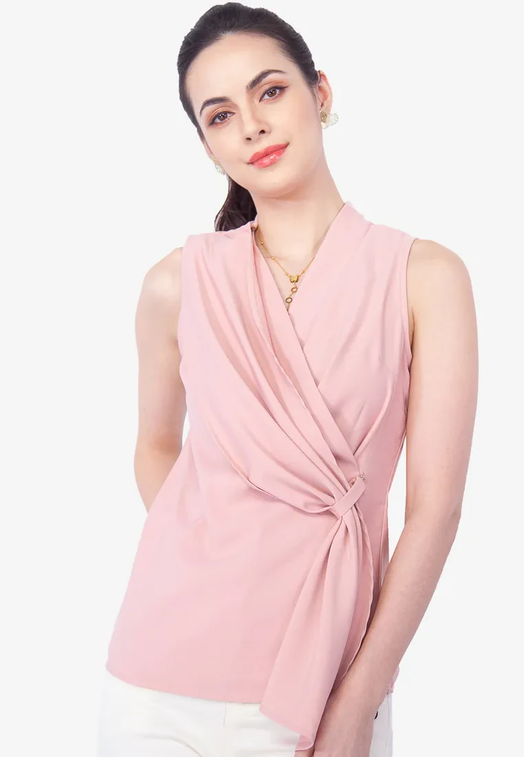 SL MULTI-STYLING DRAPED BLOUSE - PINK