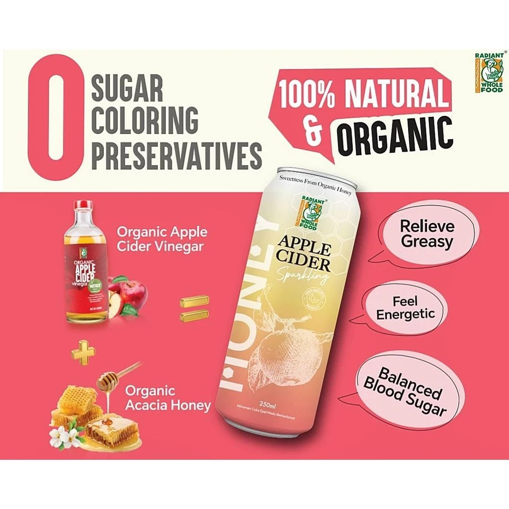 [24 CANS/CARTON] HONEY APPLE CIDER SPARKLING DRINK 250ML