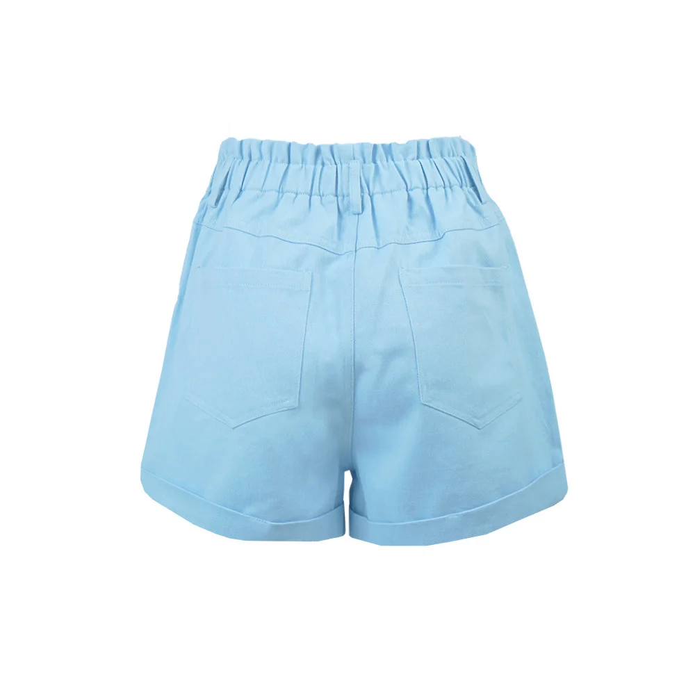 ELASTIC WAIST SHORTS - BLUE