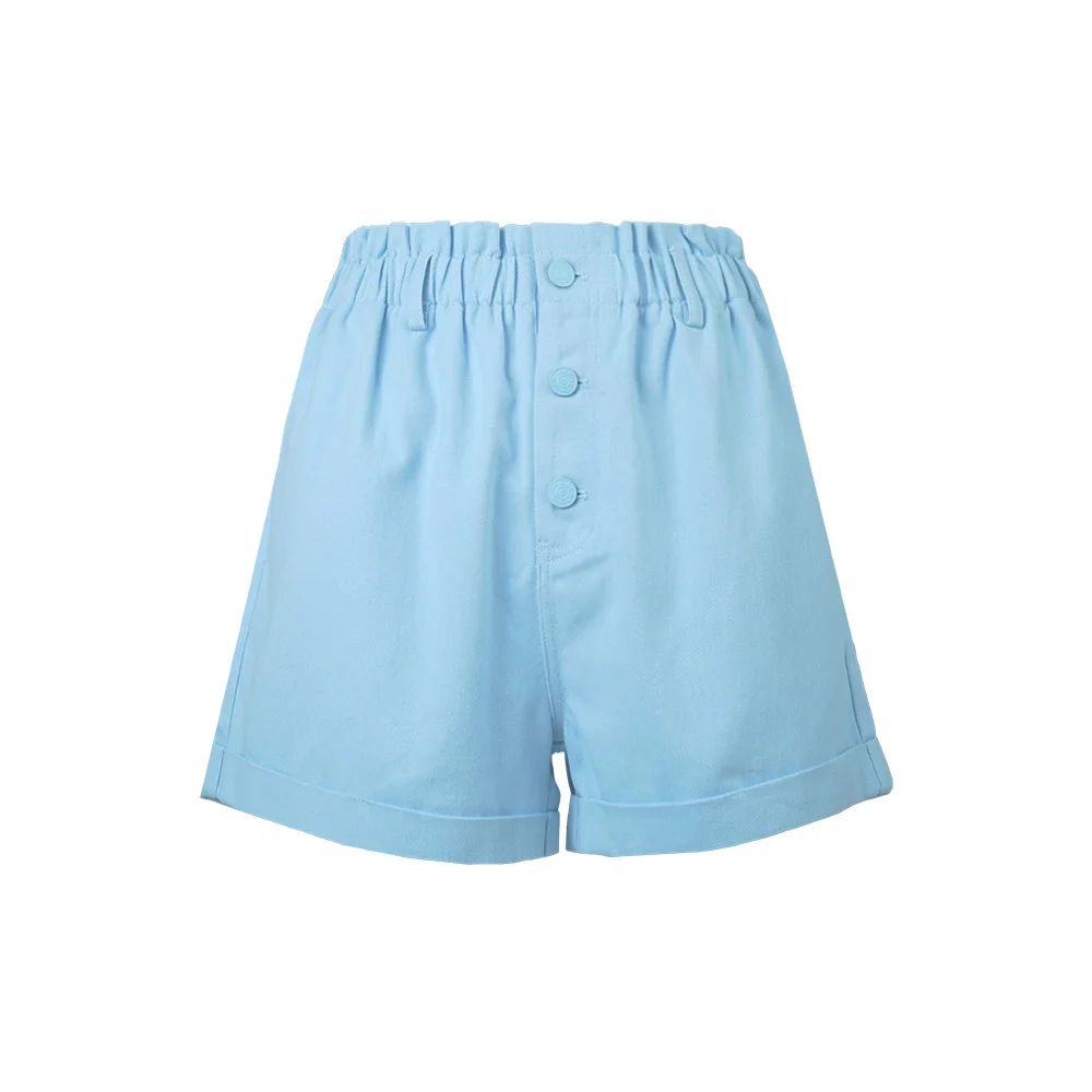 ELASTIC WAIST SHORTS - BLUE